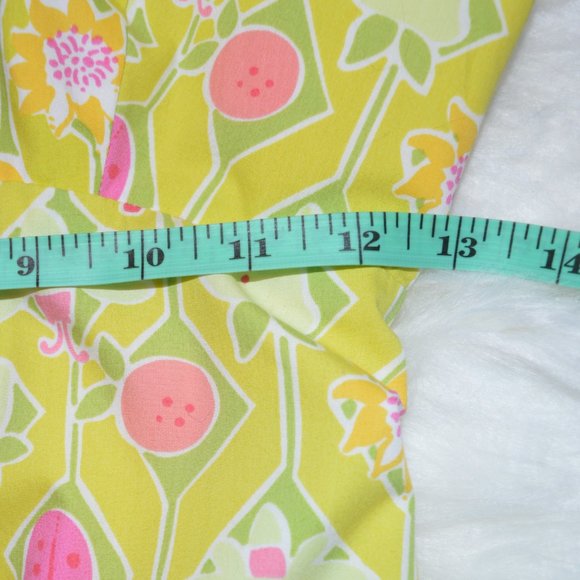 Lilly Pulitzer A-Maze-Ing Vintage White Label Citrus Lemon Bee Halter Dress 0 - Picture 4 of 7